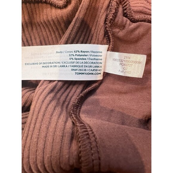 Tommy John Women’s Brushed Rib Pant Size Large Color Mink Brown Wide Leg Comfy - Picture 11 of 11